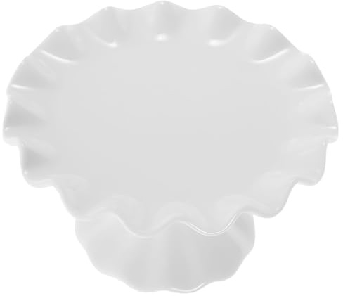VERDANVERSE Alzata Aspetto Elegante Europeo Design a Onde per Torta in Ceramica Bianca Multiuso per Dolci e Frutta, per Casa e Festa