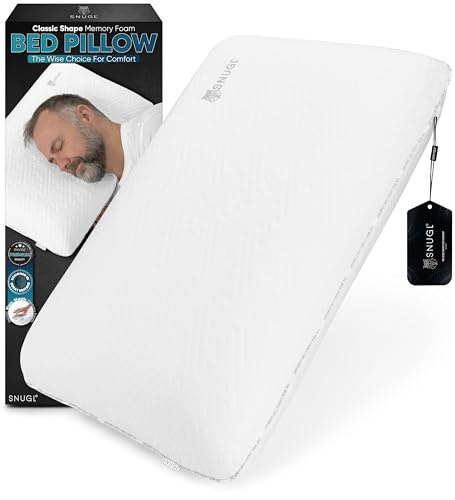 SNUGL Klassisk kudde i memory foam – Ortopedisk nackkudde för nack- och axelsmärta | Stöd för sidosovare | Hipoallergen kudde med viskoelastiskt minnesskum