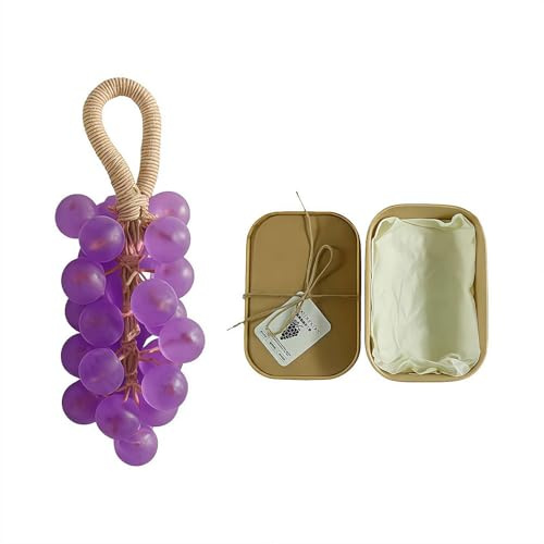 FLKWOP Sapone originale fatto a mano all'uva in cristallo, saponi d'uva su una corda, barra da bagno con processo a freddo per lavarsi le mani, regalo unico e decorazione per la casa