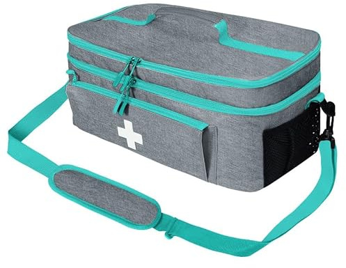 First Aid Bag Empty, Medical Bag, Waterproof Medical Organiser (Grey) | with Removable Dividers for First Aid Bag, Doctors Bag