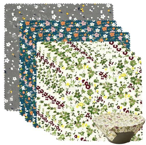 Rusokufo Set di 9 Panni in Cera D’api (1 L, 3 M, 5 S) Riutilizzabili Realizzati in Cotone Biologico – Alternativa Sostenibile alla Pellicola Tradizionale per Pane,Panini–Motivo Floreale Scuro