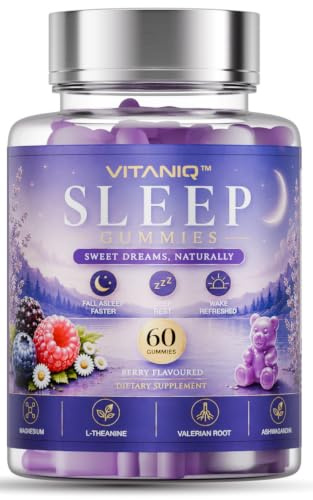 VITANIQ NEW Sleep Gummies UK| L-Theanine, Magnesium, Valerian Root, Passionflower & Ashwagandha | Mixed Berry Flavour | Vegan Friendly | 60 Gummies | 1 Month Supply