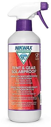 Nikwax Tenda e attrezzatura, tenda e ingranaggi solari, 500 ml, impermeabile a spruzzo e protezione UV, protezione dalla pioggia, ripristina l'idrorepellenza DWR su tessuto esterno, antipioggia, tela,