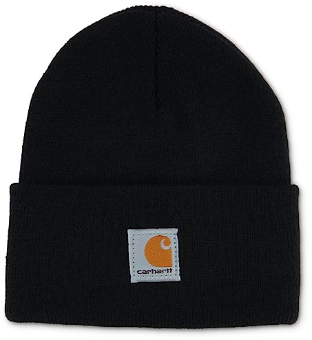 Carhartt Unisex Kids Youth Knit Beanie Cuff Hat, Caviar Black (Youth),One Size