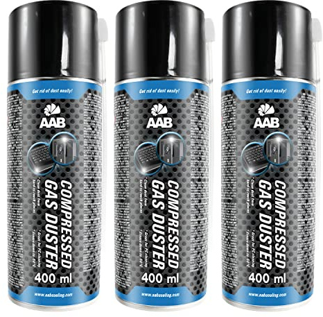 3 x AABCOOLING Compressed Gas Duster 400 ml - Dammdammburk för dator, tangentbord och annan kontorsutrustning, tangentbordstvätt, tryckluftsburk, luftfläkt, PC-spray, tryckluftspruta