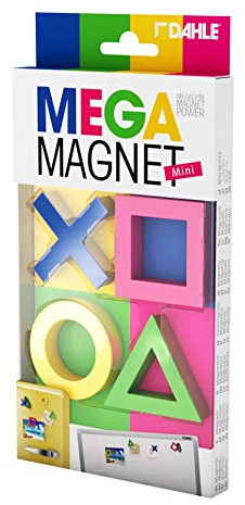 Dahle Mega Magnet Mini Set (4 Magnete in geometrischen Formen, 45 x 45 mm) blau pink gelb grün