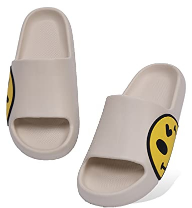 Waysoland Femmes Hommes Plage Chaussons D'été Sliders Sandales,Chaussons Enfant Souples,Salle De Bains Piscine Douche Anti-Slip Pantoufles Tongs pour Intérieur et Extérieur(beige,35/36 EU)