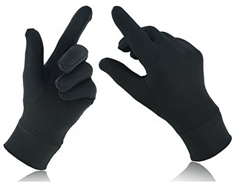 Swift Wear Gants thermiques fins en soie pour vélo, moto, ski, cyclisme, marche, hiver (L, noir)