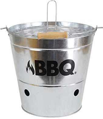 myowntrade Cubo de acero inoxidable para barbacoa, cubo de barbacoa, barbacoa de verano, parrilla de camping, portátil, color plateado