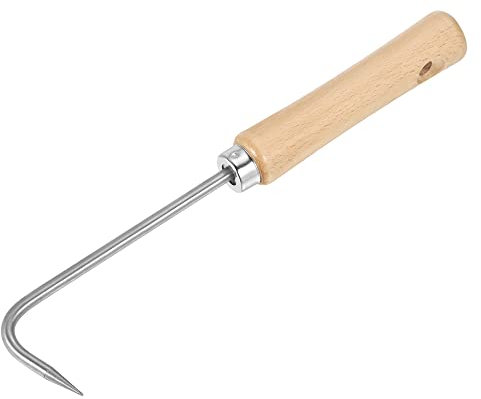 sourcing map Hand Weeder Tool, Multi Use Garden Weeding Tools with Wooden Handle Clad Steel Head for Easy Weeder Removal, Transplanting, Digging, Silver