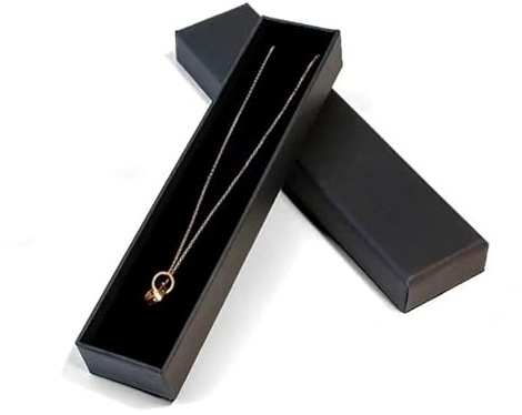 Armband presentask, 4 x 21 x 2,4 cm svart långt halsband fodral Kraft smyckeskrin presentförpackning för halsband för örhängen kedja smycken