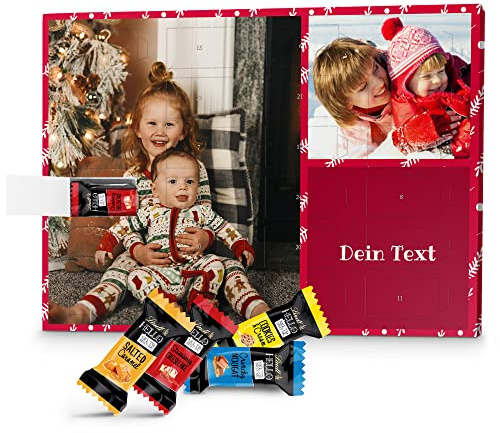 PhotoFancy – Foto Adventskalender mit hochwertiger Lindt HELLO-Schokolade in 4 Sorten – mit eigenem Bild bedruckt - Design 3