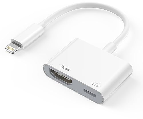 Adaptateur Lightning vers HDMI certifié Apple MFi - Adaptateur HDMI Lightning numérique AV adaptateur HDMI convertisseur de câble HDMI 1080p vidéo et audio pour iPhone, iPad, iPod - Compatible avec
