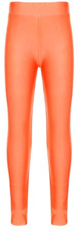 Yeahdor Kinder Mädchen Leggings Sport Lang Hose Elastischen Bund Tanzhose Gymnastikleggings Unterhose Training Bühnenauftritt Orange 170-176