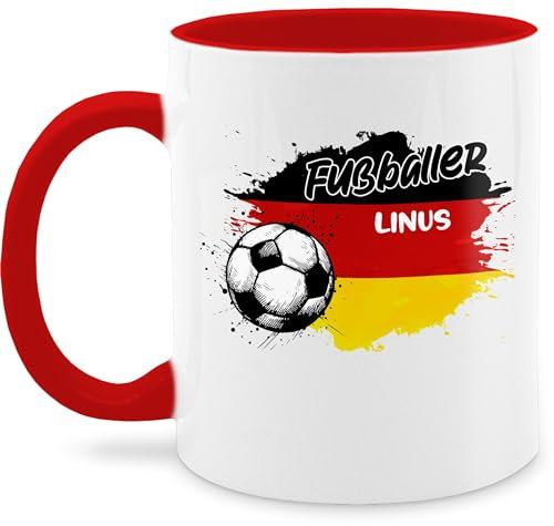 Tasse Tassen 325ml - 2024 Fussball EM Fanartikel - Personalisierbares Deutschland Motiv | Individuelles Germany Design | Mit eigenem Namen - 325 ml - Rot - fan personalisieren custom mug soccer wm