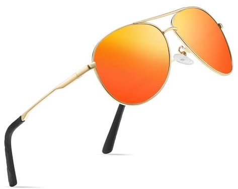 wearPro Polarised-Sunglasses-Mens-Womens-Pilot UV400 Protection Sun Glasses Black Classic Vintage Style Ultralight Shades For Driving Red