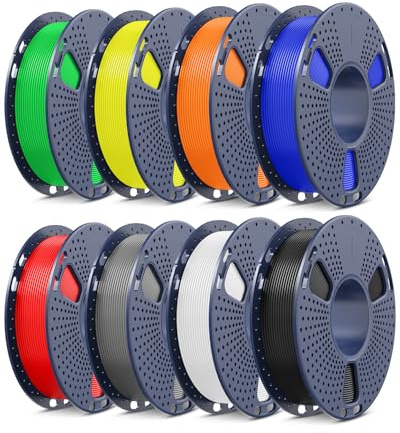 SUNLU Rapid PLA Plus 2.0 Filament Bundle, Upgraded 3D Printer PLA+ High Speed Filament, 8 Mini Spools, 250g/Spool, 8 Packs, Black+White+Grey+Red+Blue+Green+Yellow+Orange