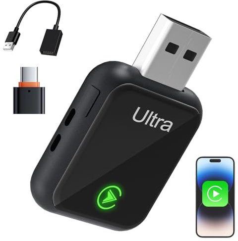Sycreek Adattatore Mini CarPlay Wireless,Plug & Play: converte il CarPlay cablato in wireless. Compatibile con auto dal 2016, iOS 10+ e veicoli con CarPlay cablato