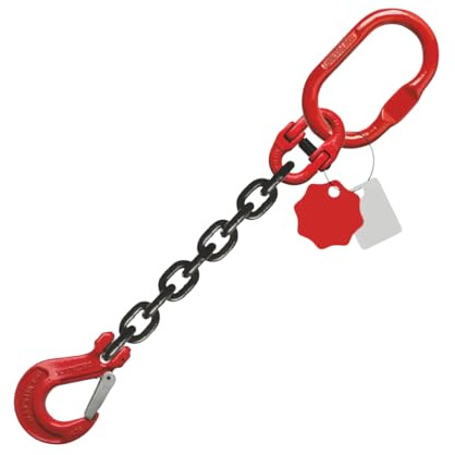 1-Strang 6mm Kettengehänge Anschlagkette Krankette EN 818-4 schwarz GK8 hochfest und geprüft Tragfähigkeit:1,12t Beschlagteile nach EN 1677-2 (2m ohne Verkürzungseinheit)