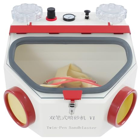 YNAADYH Dental, sabbiatrice per sabbiatura, lucidatura, Dental Fine Double Pen Sandblaster 220 V, grande unità di sabbiatura con LED con 2 perni + 2 luci LED + 2 bicchieri di metallo