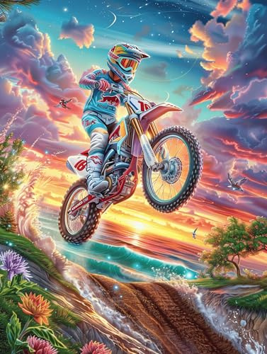 Piloto de motocross en un cañón ardiente Puzzles 300 Piezas Moderno Creativo Paisaje de cuento de hadas en caricatura Rompecabezas Familiar Para Adultos 3D Maquetas Construir Aliviar Estrés Decorativo