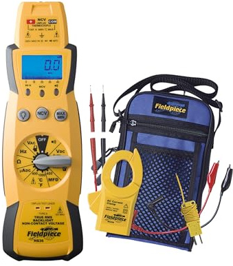 Fieldpiece HS33 Expandable Manual Ranging Stick Multimeter for HVAC/R â 400A Clamp - Non-Contact Voltage with Temperature to 1000°F - Capacitance and K-Type Thermocouple - HVAC Electrical Tester