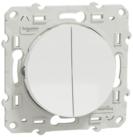 Schneider Electric - Odace, double va-et-vient Blanc, connexion rapide, à vis - S520214