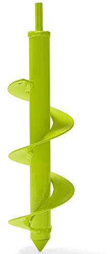 XtremepowerUS Garden Plant Flower Bulb Auger 3.5” x 12” Inch Rapid Planter Post or Umbrella Hole Digger for 3/8” Hex Drive Drill, Lime Green