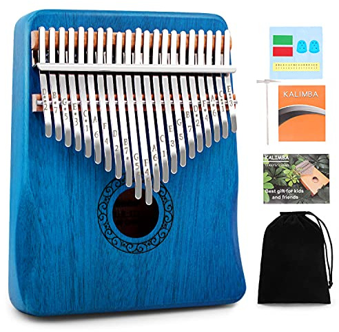 Kalimba Thumb Piano,YUNDIE Portable 21 Keys Mbira Finger Piano with Tune Hammer and Instruction,Musical Instruments Gift for Adult Beginners Professional(Blue)