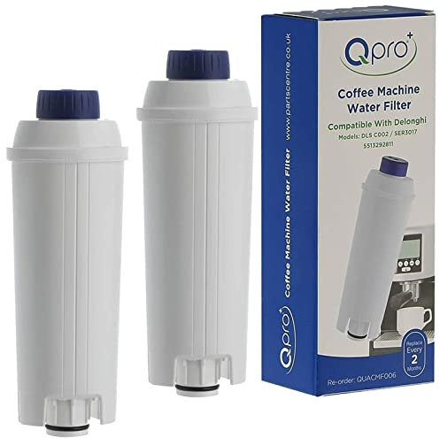 Qpro Replacement Filter X2 Pack Compatible with DeLonghi Water Filter Cartridge DLSC002, SER3017, 5513292811 for Coffee Machine Maker