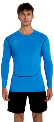 vf VFIT Camiseta compresión Hombre Manga Larga Termica Deportiva Fitness Running Transpirable Secado Rapido Gym Tejido elástico Ajustado Entrenamiento Futbol Baloncesto Crossfit（Azul,M）