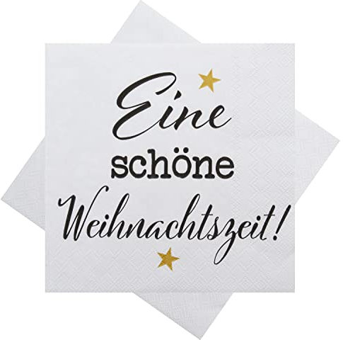 ZauberDeko Servietten Weiß Schwarz Gold Weihnachten Tischdeko 33 x 33 cm 20er Pack