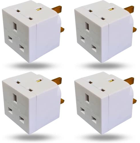 2 Way Double Plug Adaptor - Cube Electric Double Adapter Plug UK - Plug Extension Double Socket - Adaptor Power Extension for LED, WIFI extender booster Laptop & further. Socket Pin for Office, Home.