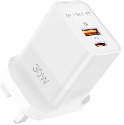 USB C Charger 30W USB C Charger Plug PD 3.0 Fast Charging Wall Plug UK Compatible with iPhone 16 Pro Max/15 Plus/14/13/12, Google Pixel 9/8/8 Pro/7/7 Pro/7a/6/6a, Galaxy S24/S23, iPad Pro/Air