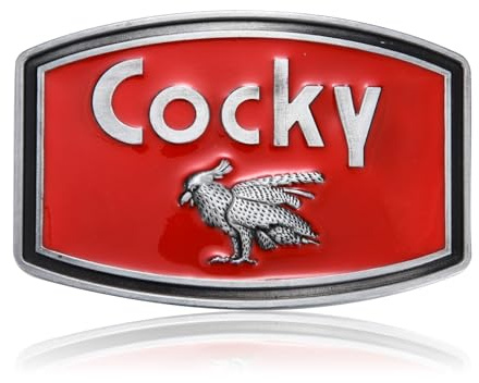 KOORASY Cocky Belt Buckle Animal Rooster Belt Buckles Men Women Rectangle Western Booth's Cocky Cowboy Belt Buckle, Red