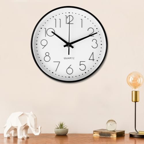 Diompirux 20 cm Orologio da parete silenzioso, Movimento al quarzo, Orologio da Parete Circolare Facile Lettura, Orologio Moderno Bianco, per camera da letto, soggiorno, cucina, ufficio…
