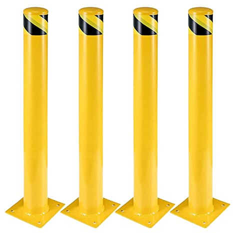 Paletto del dissuasore, 107 cm Barriera Parcheggio per Parcheggio, Pilona Giallo Cepos Parcheggio per Pianificazione stradale (4pcs)