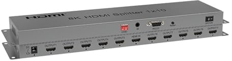 8K 60HZ HDMI Splitter 1X10, 1 i 10 Out HDMI Video Splitter Audio Video Converter med EDID reducerad storlek för DVD PS4 PC HDTV kamera (1X10)