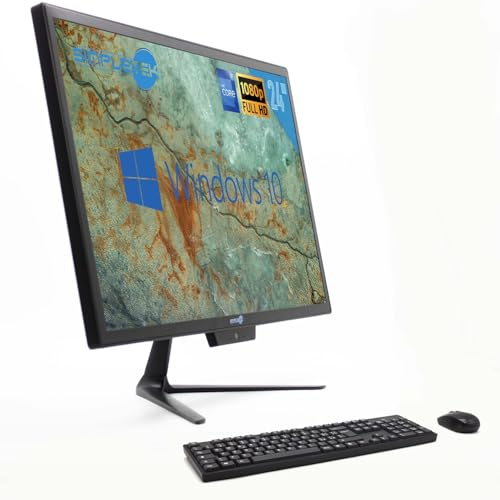 SIMPLETEK - All-in-One i7 24 8 GB 240 GB Full HD Windows 10 Pro med trådlös mus och tangentbord | Wifi + Bluetooth | Inbyggd webbkamera