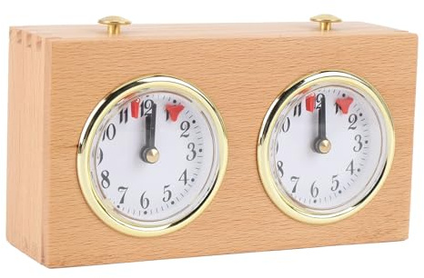 Temporizador de Reloj de Ajedrez, Reloj de Ajedrez Analógico de Madera Retro con Diseño de Mecanismo de Relojería, Alta Precisión, Estructura Estable, Herramientas de Cronometraje