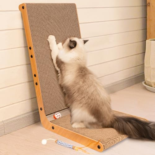 CheerPals Cat Scratcher Large - 105° Ergonomic Design, 60cm H Cat Scratching Board, Cardboard Wall & Corner Pet Furniture for Indoor Cats Playing, Relaxing