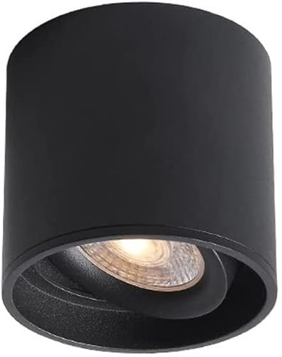 TCHAUSGZOZ Focos montados modernos iluminados, Downlight de techo LED ajustable de 30 ° Ángulo de 36 ° Haz redondo Redondo 5w Iluminación mural Luces LED(Nero,3000K-warm light)