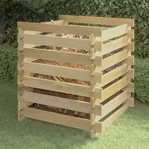 Snsowed Compostiera da Giardino a Doghe 90x90x90cm in Pino Impregnato,Prato e Giardino,Giardinaggio,Compostaggio,Compostiere-318377