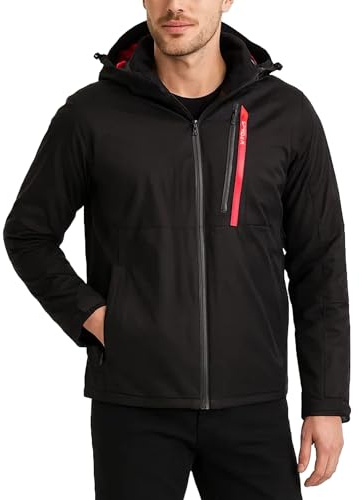 Spyder Mens Snow Jacket - Warm Isolated Winter Jackets for Men - Cozy Men's Snow Heated Ski Jacket with Detachable Hood S-XL, Size Large, Black Raven