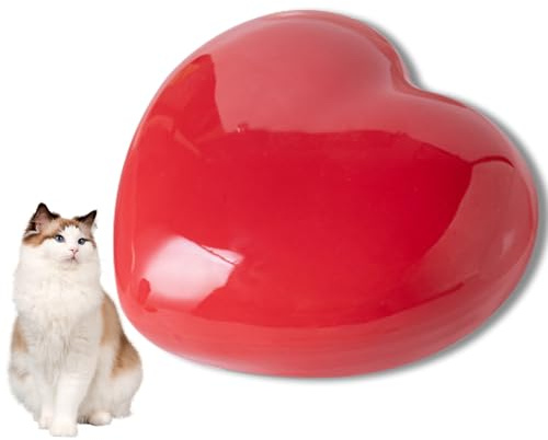 Duuclume Urne funéraire en céramique en forme de cœur pour cendres d'animaux domestiques, cadeau funéraire ou souvenir (rouge)