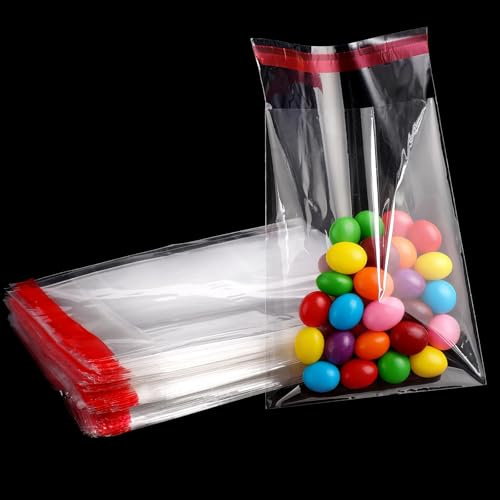 300 Piezas Bolsas Celofan Transparente Autoadhesivas 10x16cm, Bolsitas Transparentes Pequeñas, Bolsa Autocierre para Chuches, Joyas, Tarjetas, Dulces, Bombones, Caramelos, Chocolates, Galletas