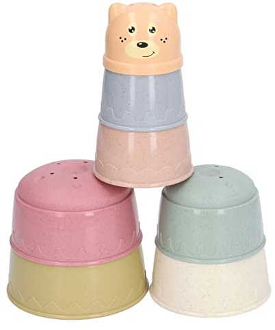 Qudinip Stapelkoppar för SmåBarn Pedagogisk Leksak för Sensorisk Lek och Lärande för 1 Till 3 år Gamla Barn – 7 Delar Färgglad Plastsats (Typ 2)