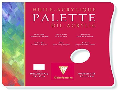 Clairefontaine 96593C - Une palette encollée 3 côtés pour Huile et Acrylique comprenant 40 feuilles 29,7x42 cm 90g