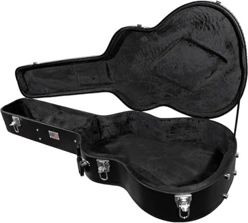 Gearlux 40-Inch Classical Guitar Hard Case with Exterior Lock and Key, Interior Accessory Compartment, and Plush Interior Padding - Black