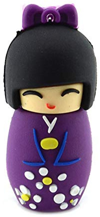 AreTop 32Go Clé USB 2.0 Fantaisie Flash Drive Mémoire U Disque en Forme de Poupée Japonaise Porte Clé (32GO, Violet)